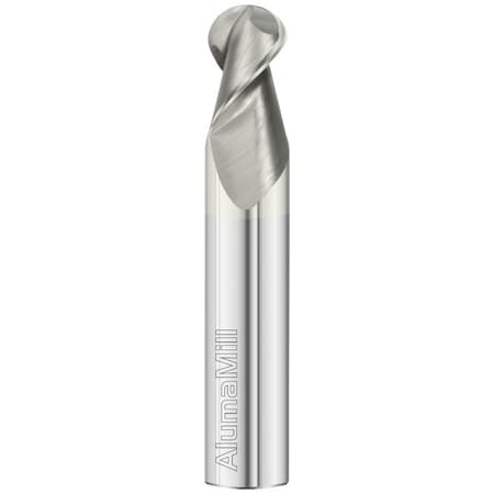 Fullerton Tool 2-Flute - 45 Degree Helix - 3825 AlumaMill HP End Mills, FC19, RH Spiral, Ball, Stub, 1/2 38123